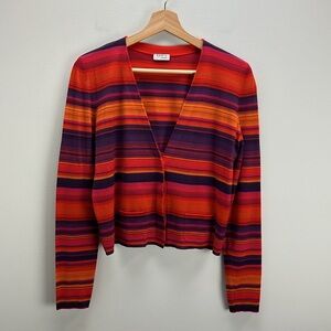 Akris Punto Cardigan Sweater Merino Wool Multicolor Womens US 10 Designer Fall